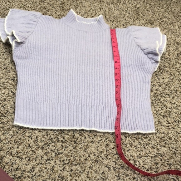 Vintage Sweater Size Small Pastel Purple Ruffle Flutter Sleeve - Picture 7 of 7